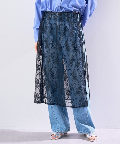 YECCA VECCA（イェッカヴェッカ）の「サイドリボンレースレイヤードスカート（スカート・レディース・アイボリー/ブラック・FREE）」の13枚目の写真