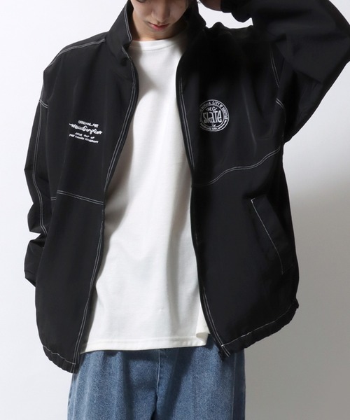 Mark Gonzales(マーク・ゴンザレス)の「MARK GONZALES ARTWORK COLLECTION/マークゴンザレス 別注 ワンポイント刺繍 オーバーサイズ ブロークコア ナイロンジャケット トラックジャケット ブルゾン(ナイロンジャケット・メンズ・ブラック/ライトグレー/ブラック系その他/ブラック系その他2/ネイビー/ブルーグリーン・XL/L/M)」の16枚目の写真