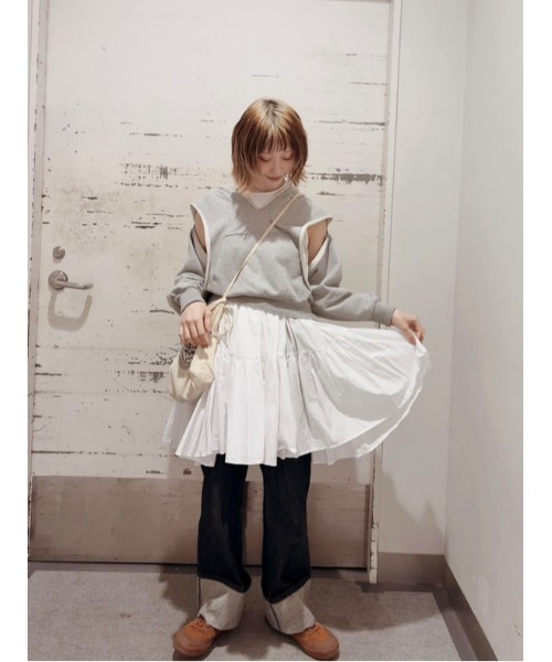 en CAnAF（エンカナフ）の「【春夏に使える万能アイテム！】 ティアード ノースリーブ ボリューム チュニック ワンピース ミニ丈 春服 夏服（ワンピース・レディース・オリーブ/ブラック/スカイブルー/ホワイト/ネイビー/ピンク/ブラウン・フリー）」の12枚目の写真