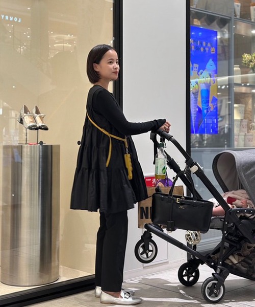 en CAnAF（エンカナフ）の「【春夏に使える万能アイテム！】 ティアード ノースリーブ ボリューム チュニック ワンピース ミニ丈 春服 夏服（ワンピース・レディース・オリーブ/ブラック/スカイブルー/ホワイト/ネイビー/ピンク/ブラウン・フリー）」の14枚目の写真