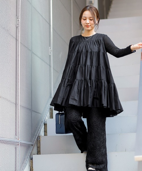 春夏に使える万能アイテム！】 ティアード ノースリーブ ボリューム