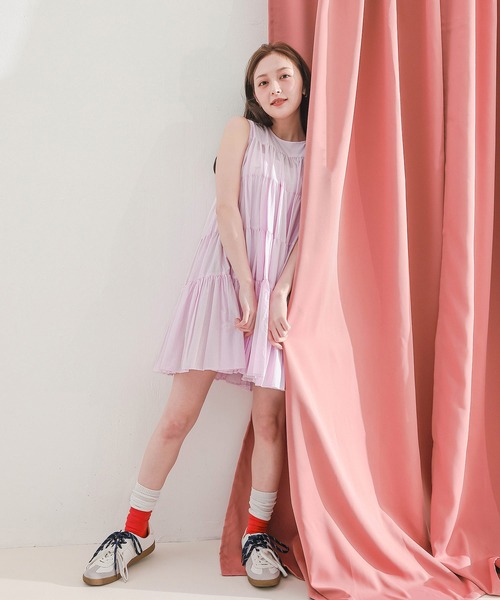 春夏に使える万能アイテム！】 ティアード ノースリーブ ボリューム