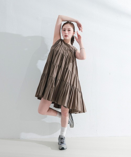 春夏に使える万能アイテム！】 ティアード ノースリーブ ボリューム