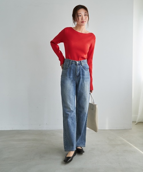 STYLE DELI(スタイルデリ)の「ブリーチストレートデニム(デニムパンツ・レディース・ライトブルー・SMALL/MEDIUM/LARGE)」の2枚目の写真