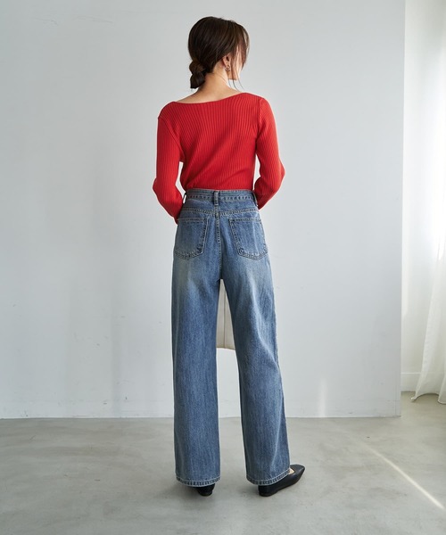 STYLE DELI(スタイルデリ)の「ブリーチストレートデニム(デニムパンツ・レディース・ライトブルー・SMALL/MEDIUM/LARGE)」の3枚目の写真