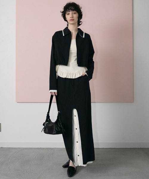 le ELMi（ルエルミ）の「Round hem frill ballet neck tee / ラウンド裾フリル バレエネック カットソー（Tシャツ/カットソー・レディース・ブラック/オフホワイト・FREE）」の8枚目の写真