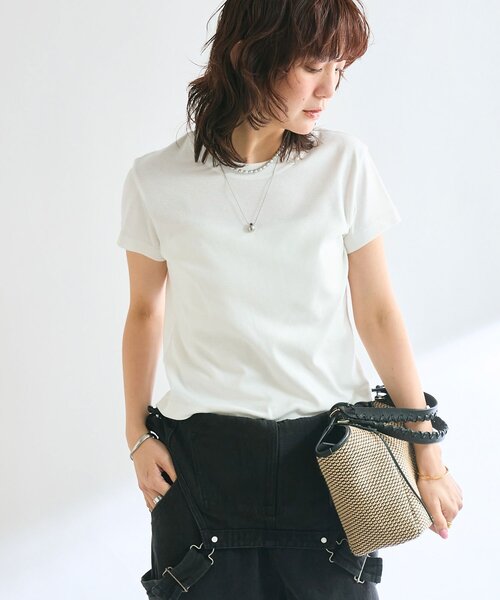 RIVE DROITE（リヴドロワ）の「【MONN.:.(モン)】シンプルTee（Tシャツ/カットソー・レディース・ホワイト/ブラック/グレー・FREE）」の2枚目の写真