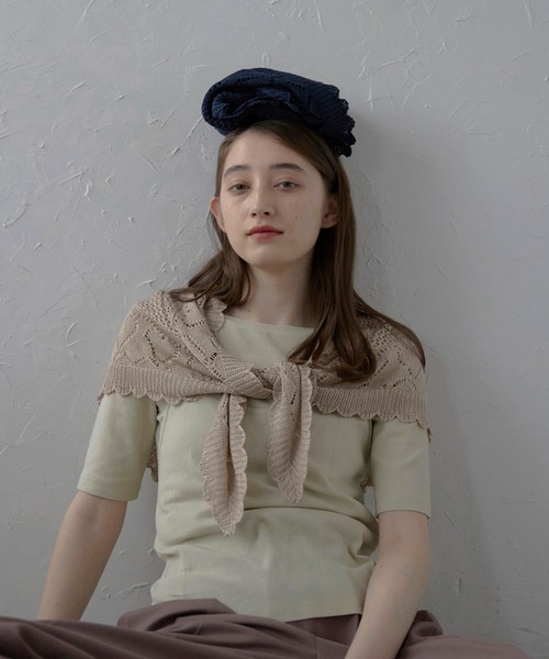 セール】【MINERTE】patterned knit scarf / 柄編みニットスカーフ