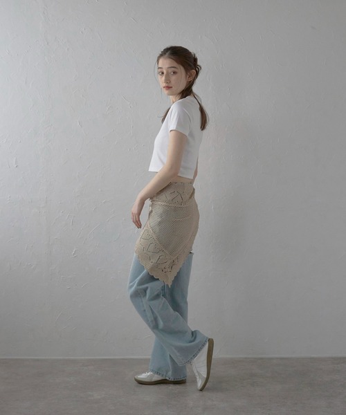 セール】【MINERTE】patterned knit scarf / 柄編みニット