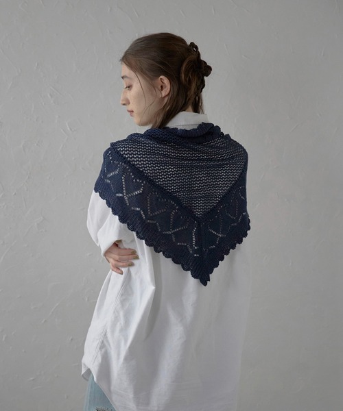 セール】【MINERTE】patterned knit scarf / 柄編みニット