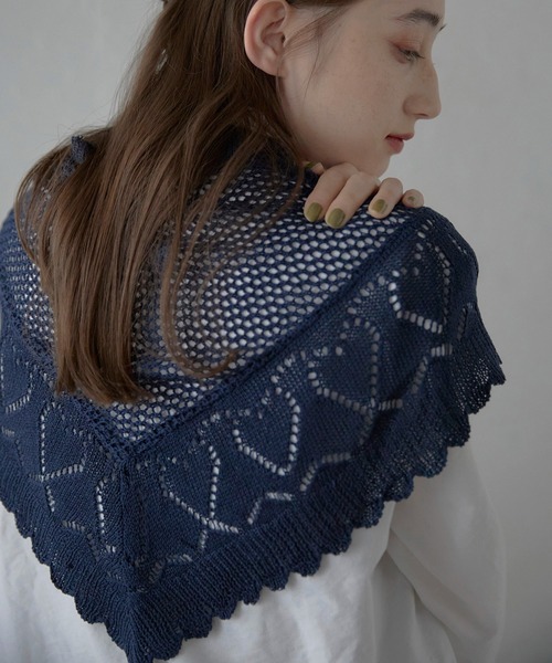 セール】【MINERTE】patterned knit scarf / 柄編みニット