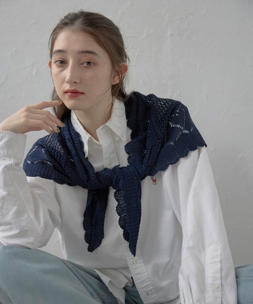 セール】【MINERTE】patterned knit scarf / 柄編みニットスカーフ