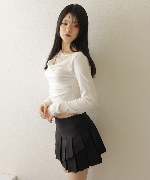 M DOLLY(エムドリー)の「accent lace tops/アクセントレーストップス(Tシャツ/カットソー・レディース・ブラック/ホワイト・S/M)」の4枚目の写真