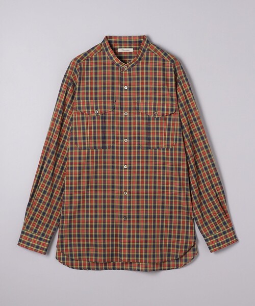 Camoshita(カモシタ)の「<Camoshita> タータンチェック バンドカラーシャツ(シャツ/ブラウス・メンズ・ネイビー・S/M/L)」の1枚目の写真