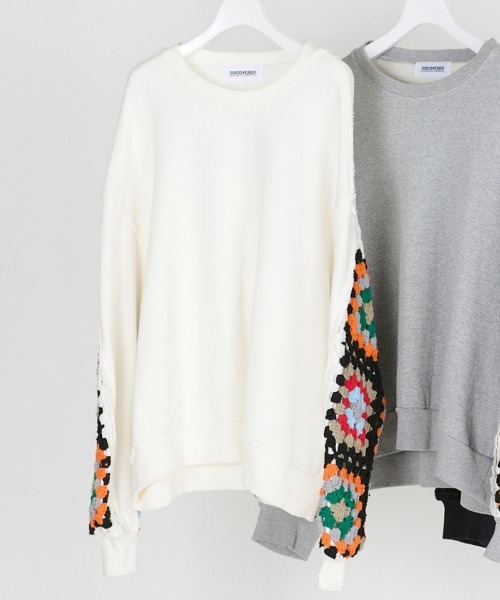 msw1653-CROCHET SLEEVE SWEAT スウェット