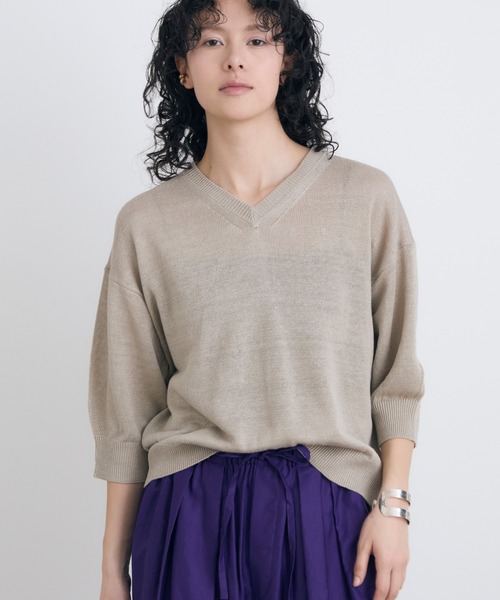 HOUSE OF LOTUS(ハウスオブロータス)の「ピュアリネンプルオーバー(ニット/セーター・レディース・ターコイズブルー/ピンク/ベージュ・M)」の2枚目の写真