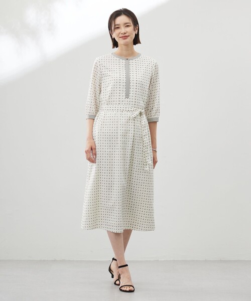 J.PRESS(ジェイプレス)の「【洗える】ジオメトリックプリント ワンピース(ワンピース・レディース・ホワイト系5/サックスブルー系5/ネイビー系5・T13/T15)」の6枚目の写真