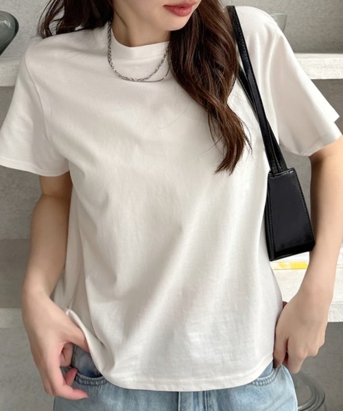 TREOVER(トレオーバー)の「ベーシックコンパクトTシャツ(Tシャツ/カットソー・レディース・ナチュラル/オフホワイト/ブラック/ネイビー/チャコール・FREE)」の1枚目の写真