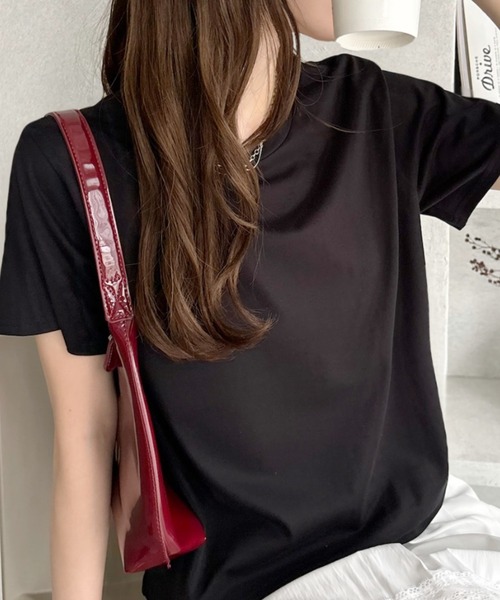 TREOVER(トレオーバー)の「ベーシックコンパクトTシャツ(Tシャツ/カットソー・レディース・ナチュラル/オフホワイト/ブラック/ネイビー/チャコール・FREE)」の2枚目の写真