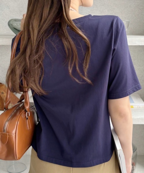 TREOVER(トレオーバー)の「ベーシックコンパクトTシャツ(Tシャツ/カットソー・レディース・ナチュラル/オフホワイト/ブラック/ネイビー/チャコール・FREE)」の18枚目の写真