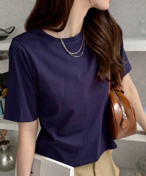TREOVER(トレオーバー)の「ベーシックコンパクトTシャツ(Tシャツ/カットソー・レディース・ナチュラル/オフホワイト/ブラック/ネイビー/チャコール・FREE)」の19枚目の写真