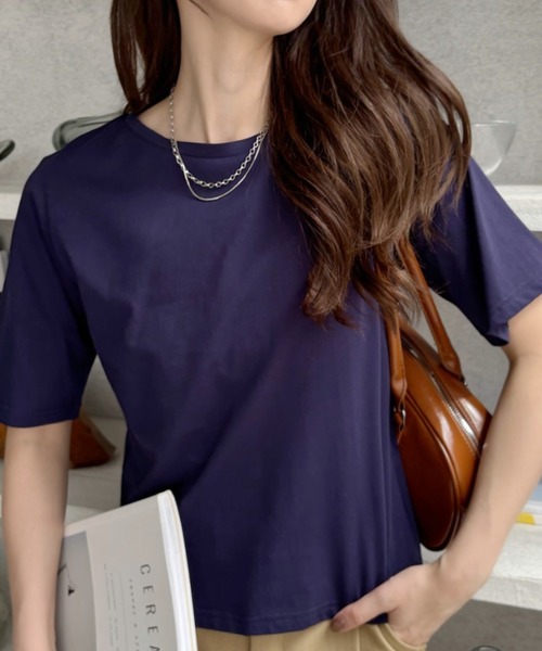 TREOVER(トレオーバー)の「ベーシックコンパクトTシャツ(Tシャツ/カットソー・レディース・ナチュラル/オフホワイト/ブラック/ネイビー/チャコール・FREE)」の9枚目の写真