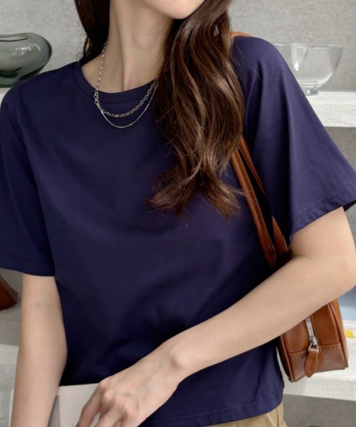 TREOVER(トレオーバー)の「ベーシックコンパクトTシャツ(Tシャツ/カットソー・レディース・ナチュラル/オフホワイト/ブラック/ネイビー/チャコール・FREE)」の10枚目の写真