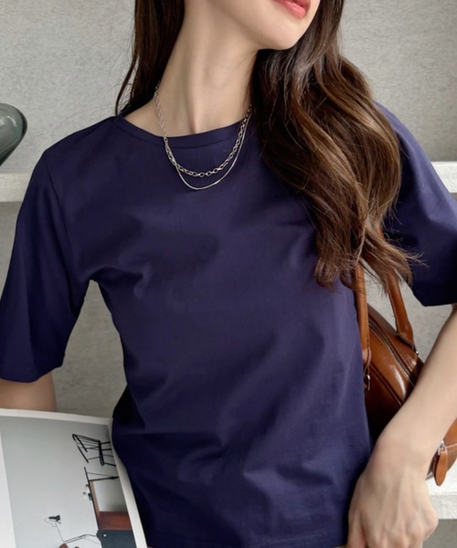 TREOVER(トレオーバー)の「ベーシックコンパクトTシャツ(Tシャツ/カットソー・レディース・ナチュラル/オフホワイト/ブラック/ネイビー/チャコール・FREE)」の11枚目の写真