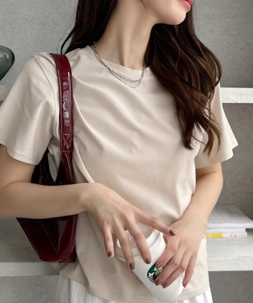 TREOVER(トレオーバー)の「ベーシックコンパクトTシャツ(Tシャツ/カットソー・レディース・ナチュラル/オフホワイト/ブラック/ネイビー/チャコール・FREE)」の20枚目の写真
