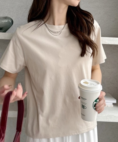 TREOVER(トレオーバー)の「ベーシックコンパクトTシャツ(Tシャツ/カットソー・レディース・ナチュラル/オフホワイト/ブラック/ネイビー/チャコール・FREE)」の21枚目の写真