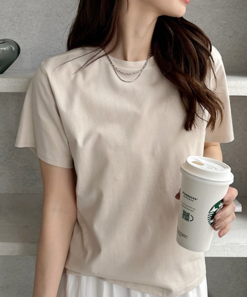 TREOVER(トレオーバー)の「ベーシックコンパクトTシャツ(Tシャツ/カットソー・レディース・ナチュラル/オフホワイト/ブラック/ネイビー/チャコール・FREE)」の22枚目の写真