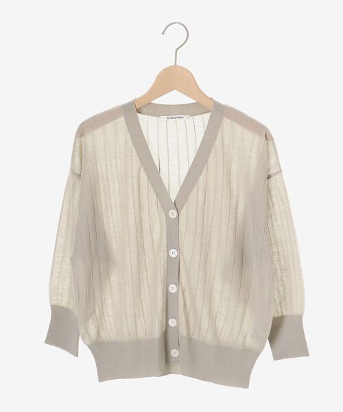 le.coeur blanc（ルクールブラン）の「《手洗い可能》シアーワイドリブラメVカーディガン（カーディガン/ボレロ・レディース・ネイビー/ベージュ/グレイッシュベージュ/ブルー・38）」の8枚目の写真