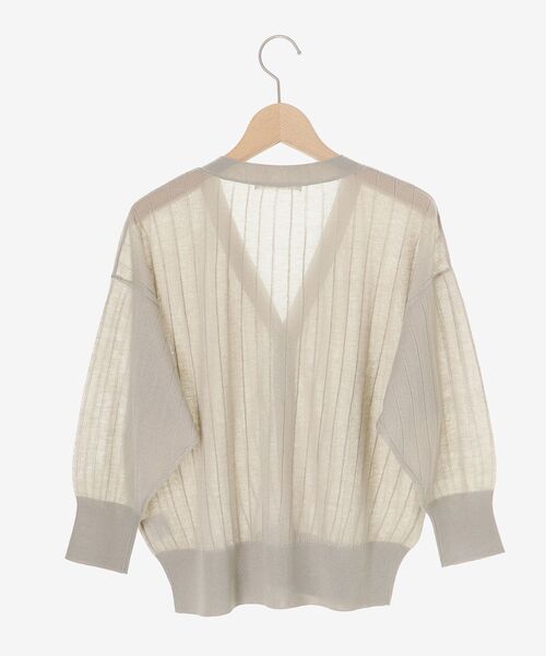 le.coeur blanc（ルクールブラン）の「《手洗い可能》シアーワイドリブラメVカーディガン（カーディガン/ボレロ・レディース・ネイビー/ベージュ/グレイッシュベージュ/ブルー・38）」の17枚目の写真