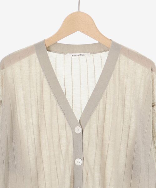 le.coeur blanc（ルクールブラン）の「《手洗い可能》シアーワイドリブラメVカーディガン（カーディガン/ボレロ・レディース・ネイビー/ベージュ/グレイッシュベージュ/ブルー・38）」の18枚目の写真
