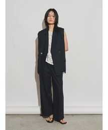 【Htage】サイドデザインリネン混タックパンツ