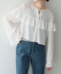 earth music&ecology | フリル切替えショートブラウス(シャツ/ブラウス)