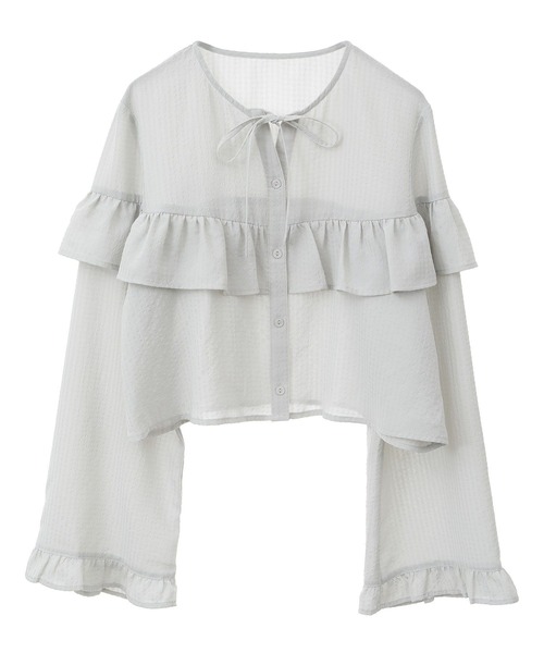 earth music&ecology(アースミュージックアンドエコロジー)の「フリル切替えショートブラウス(シャツ/ブラウス・レディース・オフホワイト/イエロー/ライトカーキ/ブラック・FREE)」の19枚目の写真