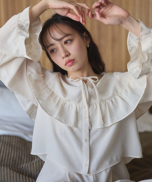 セール】フリル切替えショートブラウス（シャツ/ブラウス）｜earth