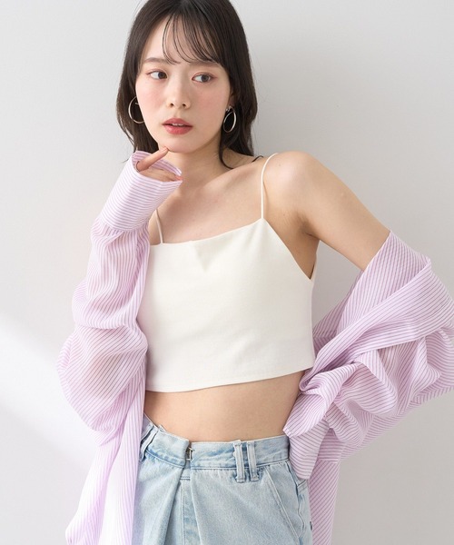 earth music&ecology(アースミュージックアンドエコロジー)の「アシメショルダーショートキャミソール(キャミソール・レディース・オフホワイト/ブルー/ブラック・S/M)」の12枚目の写真