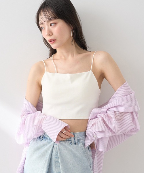 earth music&ecology(アースミュージックアンドエコロジー)の「アシメショルダーショートキャミソール(キャミソール・レディース・オフホワイト/ブルー/ブラック・S/M)」の14枚目の写真