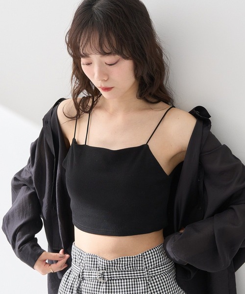 earth music&ecology(アースミュージックアンドエコロジー)の「アシメショルダーショートキャミソール(キャミソール・レディース・オフホワイト/ブルー/ブラック・S/M)」の8枚目の写真