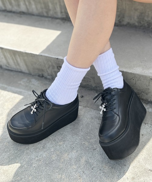 attagirl(アタガール)の「厚底レースアップシューズ(スリッポン・レディース・ブラック・S/M/L/LL)」の11枚目の写真