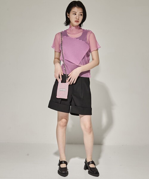 kotohayokozawa（コトハヨコザワ）の「【kotohayokozawa/コトハヨコザワ】SHEER LAYERED SHORT SLEEVE TOP/シアーレイヤードショートスリーブTOP（Tシャツ/カットソー・レディース・パープル/ダークグリーン/ライトブルー・FREE）」の10枚目の写真