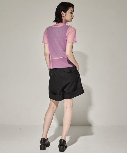 kotohayokozawa（コトハヨコザワ）の「【kotohayokozawa/コトハヨコザワ】SHEER LAYERED SHORT SLEEVE TOP/シアーレイヤードショートスリーブTOP（Tシャツ/カットソー・レディース・パープル/ダークグリーン/ライトブルー・FREE）」の12枚目の写真