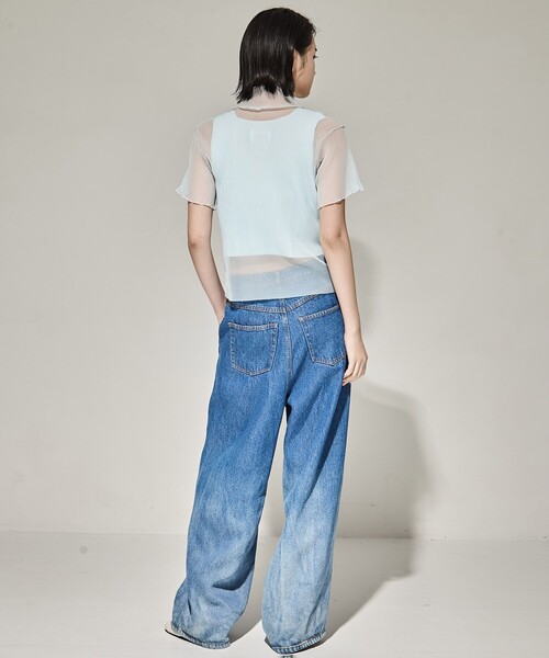 kotohayokozawa（コトハヨコザワ）の「【kotohayokozawa/コトハヨコザワ】SHEER LAYERED SHORT SLEEVE TOP/シアーレイヤードショートスリーブTOP（Tシャツ/カットソー・レディース・パープル/ダークグリーン/ライトブルー・FREE）」の20枚目の写真