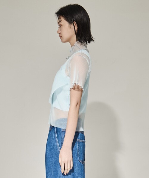 kotohayokozawa（コトハヨコザワ）の「【kotohayokozawa/コトハヨコザワ】SHEER LAYERED SHORT SLEEVE TOP/シアーレイヤードショートスリーブTOP（Tシャツ/カットソー・レディース・パープル/ダークグリーン/ライトブルー・FREE）」の22枚目の写真