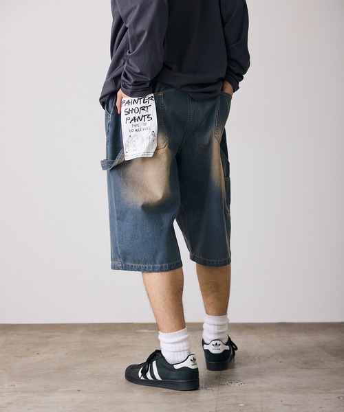 ROOPTOKYO（ループトウキョウ）の「【60%OFF】ダブルニーショーツ（デニムパンツ・メンズ・ブラック/ブルー・M/L）」の2枚目の写真