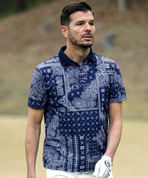 DIVINER GOLF】ペイズリー柄ポロシャツ メンズ ゴルフウェア 襟付き