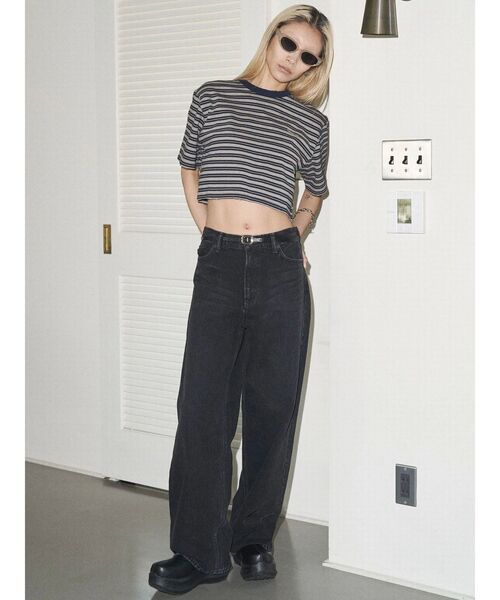tシャツ 「VEQUM」HIGH GAUGE BORDER SHORT T SHIRT レディース VEQUM】HIGH GAUGE BORDER SHORT T SHIRT（Tシャツ/カットソー