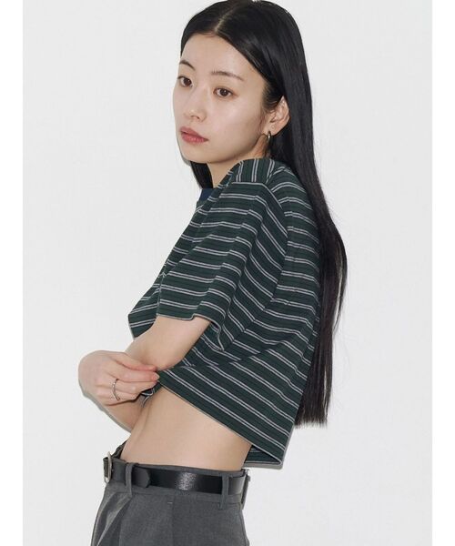 VEQUM(VEQUM)の「【VEQUM】HIGH GAUGE BORDER SHORT T SHIRT(Tシャツ/カットソー・レディース・アイボリー/グリーン/ネイビー・FREE)」の22枚目の写真